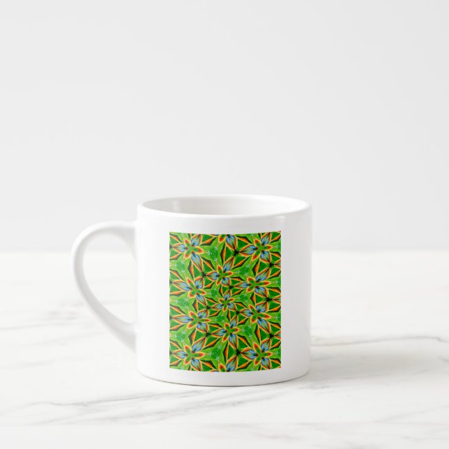 Gult Abstrakt Flower Mönster Espressomugg (Vänster)