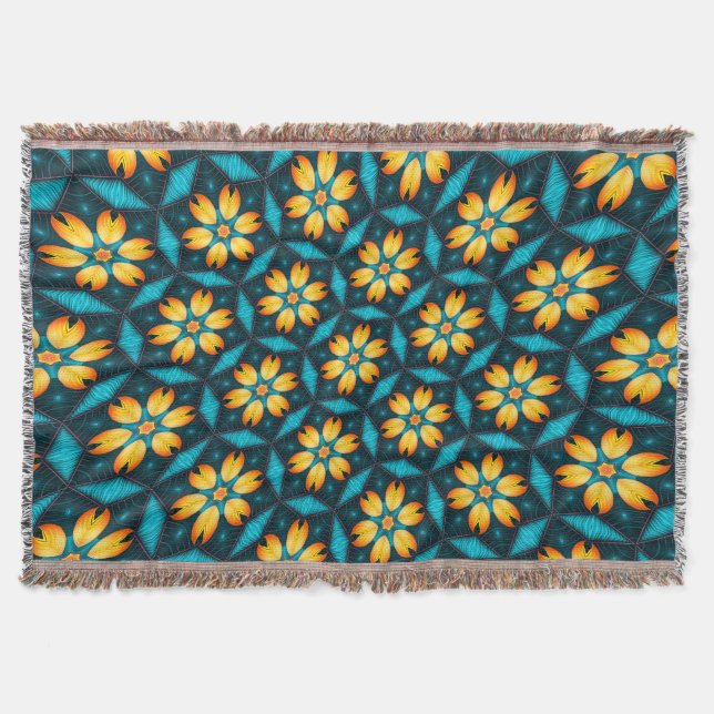 Gult Abstrakt Flowers Filt (Framsidan)