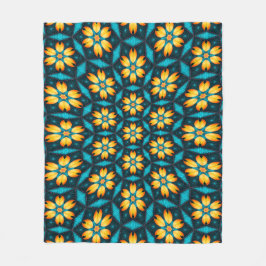 Gult Abstrakt Flowers Fleecefilt