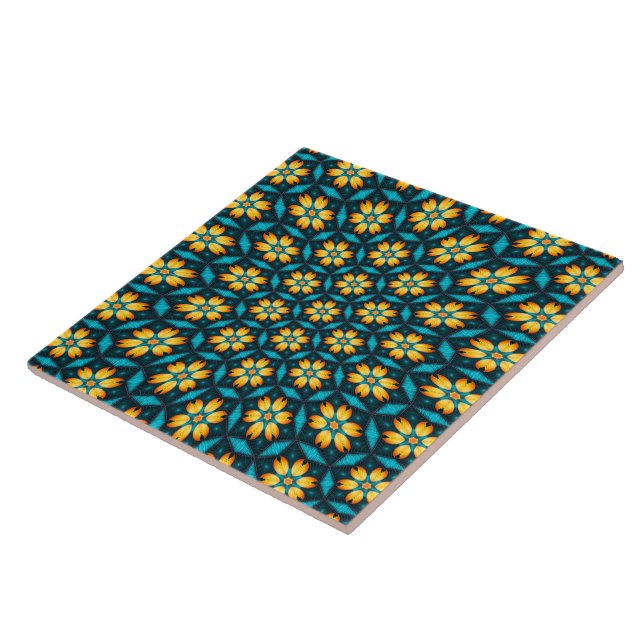 Gult Abstrakt Flowers Kakelplatta (Sidan)