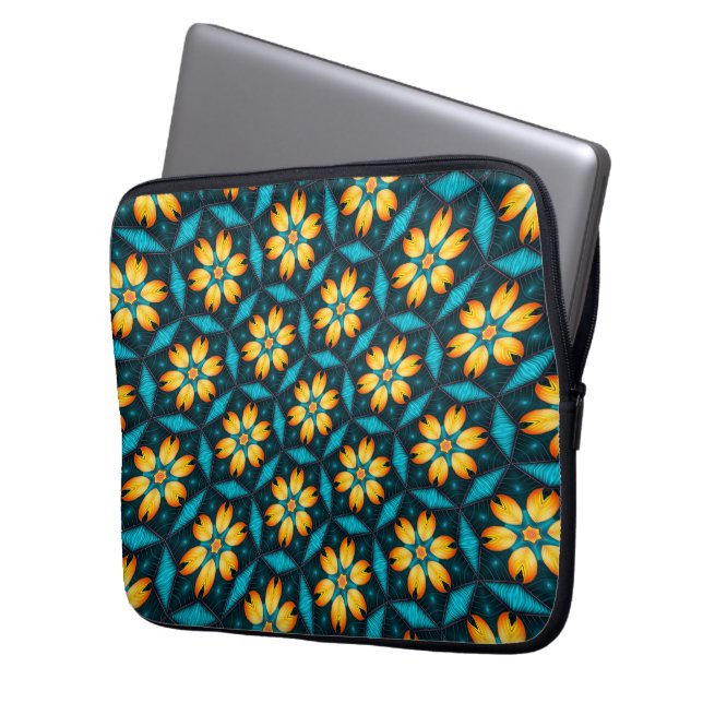 Gult Abstrakt Flowers Laptop Fodral (Framsidan Vänster)