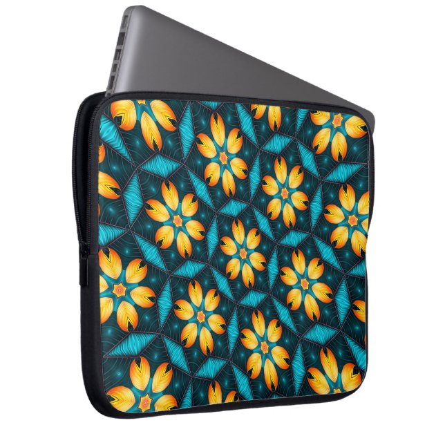 Gult Abstrakt Flowers Laptop Fodral (Framsidan Höger)