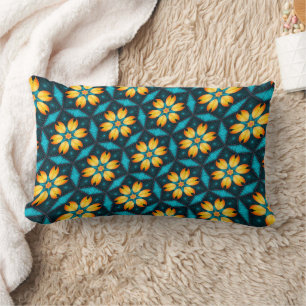 Gult Abstrakt Flowers Lumbarkudde