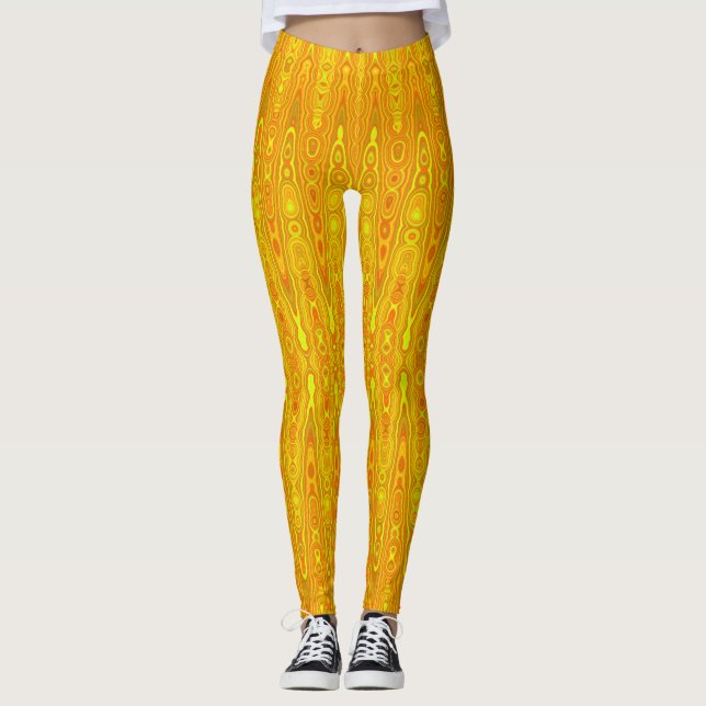 Gult abstrakt mönster leggings (Framsida)