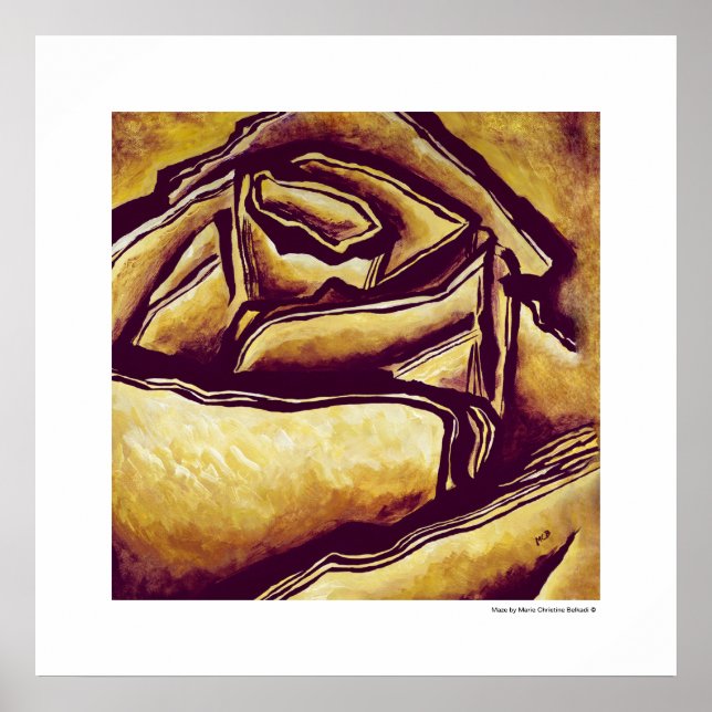 Gult Abstrakt Ro Flower Chic Decor Poster (Framsidan)