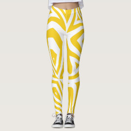 Gult Abstrakt Zebra tryck Womens Leggings