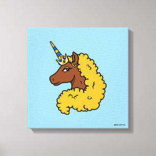 Gult Afro Unicorn Canvastryck