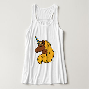 Gult Afro Unicorn Linne Med Racerback