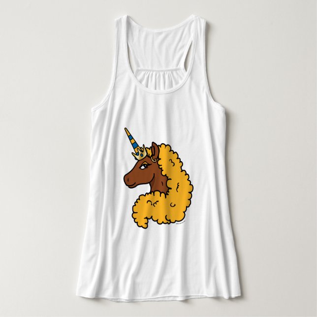 Gult Afro Unicorn Linne Med Racerback (Design framsida)