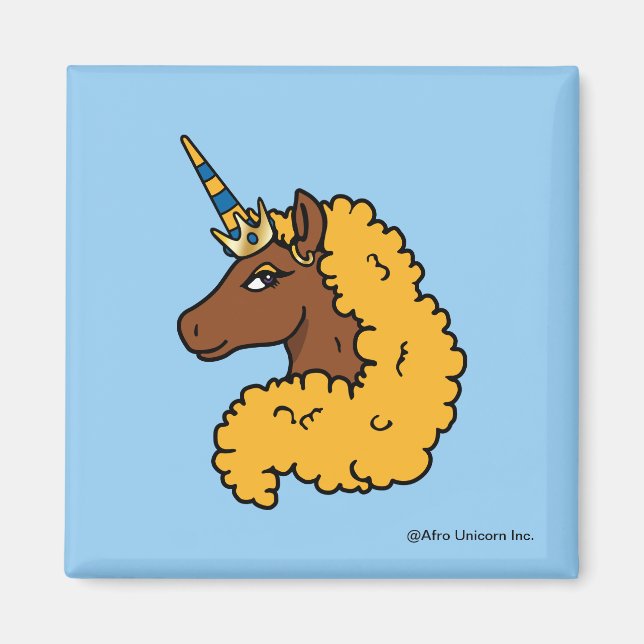 Gult Afro Unicorn Magnet (Framsidan)