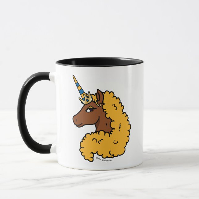 Gult Afro Unicorn Mugg (Vänster)