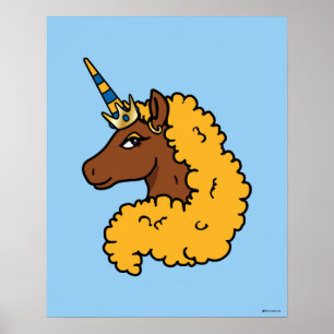 Gult Afro Unicorn Poster