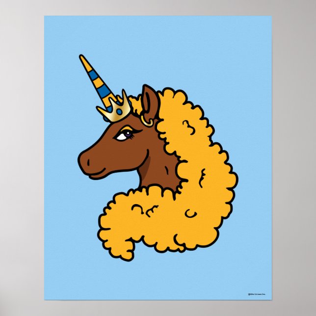 Gult Afro Unicorn Poster (Framsidan)