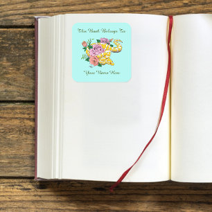 Gult Albino Boll Python Bookplate Fyrkantigt Klistermärke