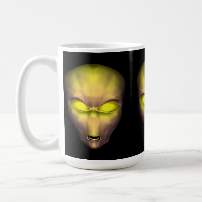 Gult Alien Head Kaffemugg (Vänster)