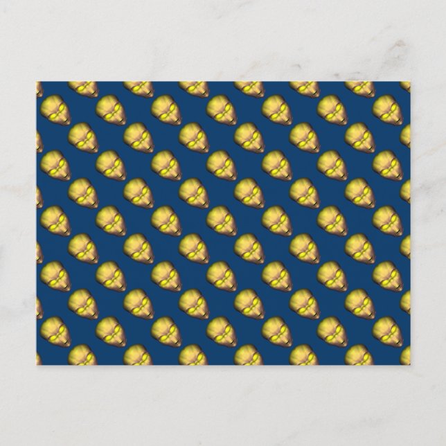 Gult Alien Head Vykort (Framsida)