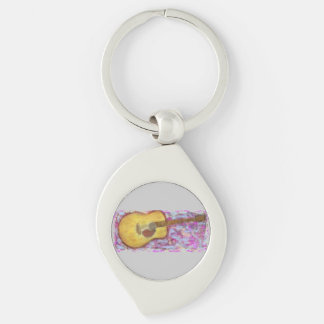 gult Alopecus guitar Swirl Silverfärgad Nyckelring
