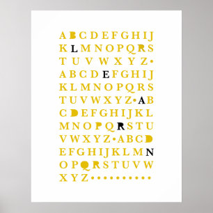 Gult Alphabet Lär dig Brev Modern Typografi ABC Poster