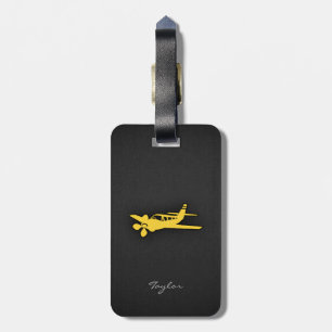 Gult Amber Flygplan Bagagebricka