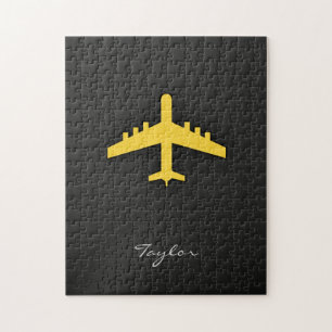 Gult Amber-flygplan Pussel
