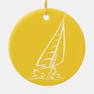 Gult Amber Sailing Julgransprydnad Keramik