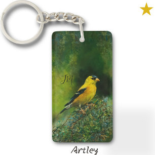 Gult American Goldfinch Bird Painting Initialer