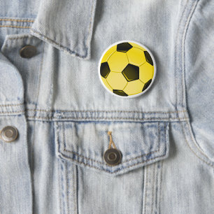 Gult American Soccer Ball eller Football Pinback Knapp