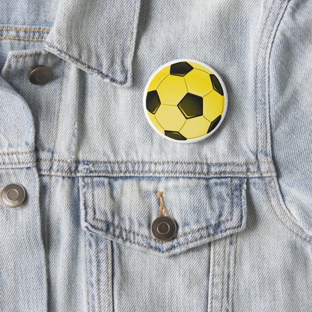 Gult American Soccer Ball eller Football Pinback Knapp (In Situ)