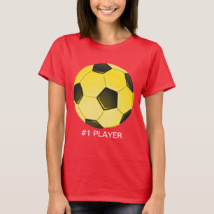 Gult American Soccer Ball eller Football T Shirt