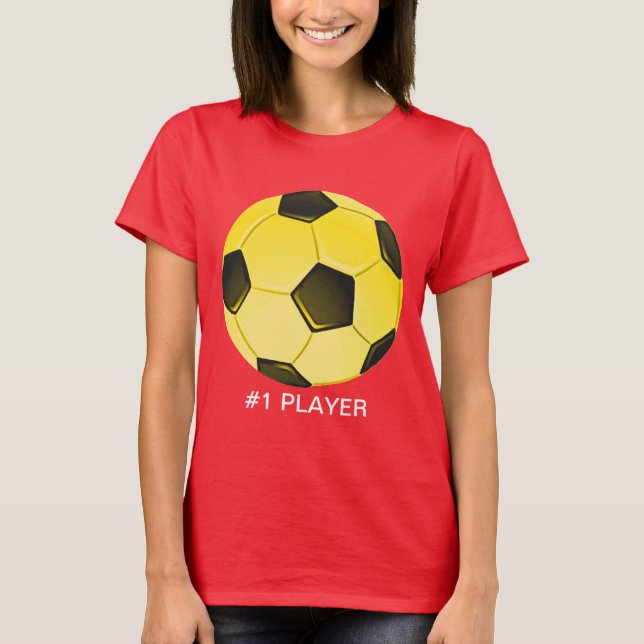 Gult American Soccer Ball eller Football T Shirt (Framsida)