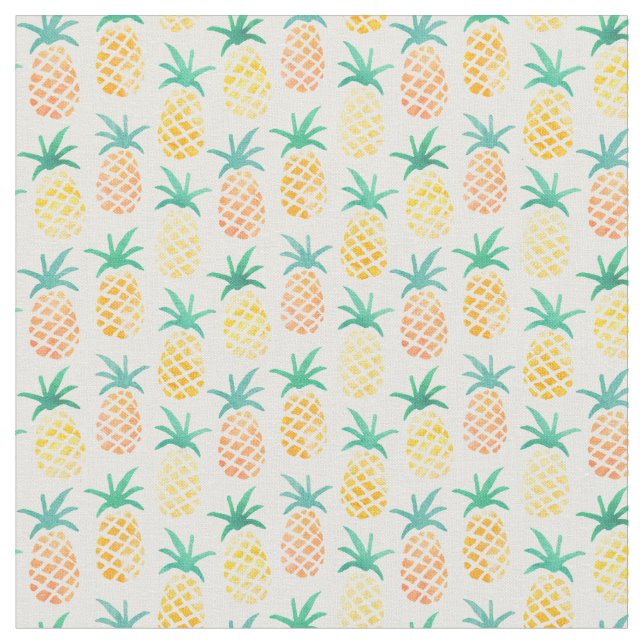 Gult Ananas Mönster Tyg (Närbild)