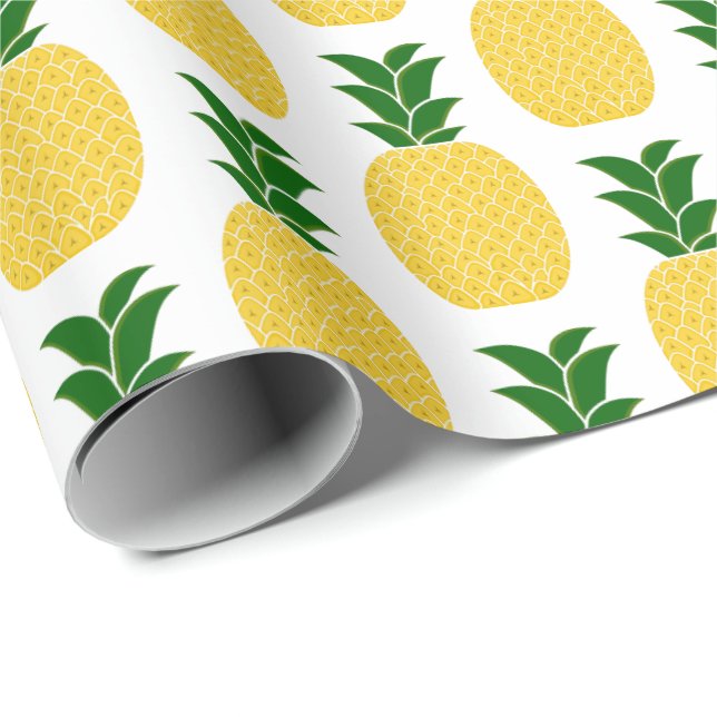 Gult Ananas Presentpapper (Rullad Hörn)