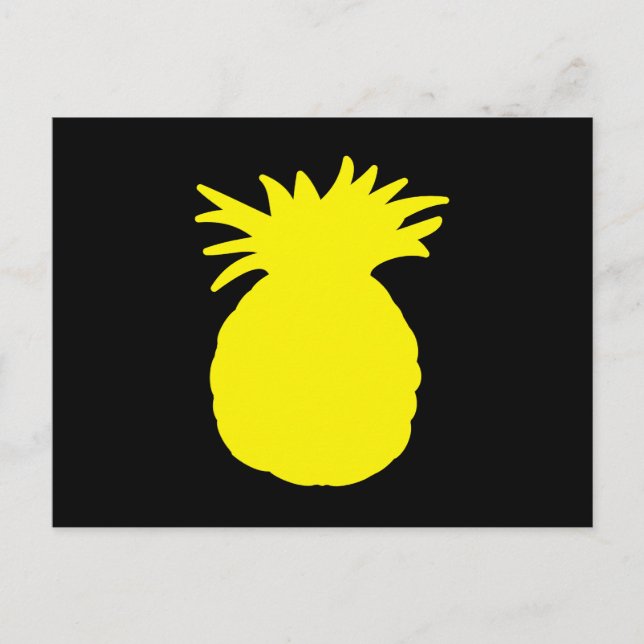 Gult Ananas Silhouette Vykort (Framsida)