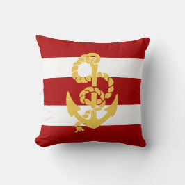 Gult Anchor Red and White Stripe Background Kudde