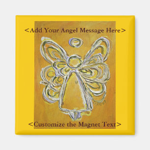 Gult Angel Art Magnet med anpassat meddelande