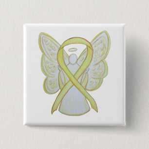 Gult Angel Awareness Ribbon Art Stift Knapp