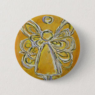 Gult Angel Button eller Pin Knapp
