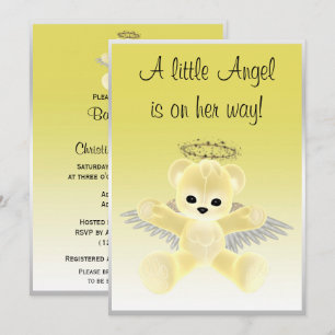 Gult Angel Nalle Babyskåda Inbjudningar