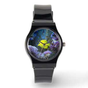 Gult Angelfish och Coral Photo Armbandsur