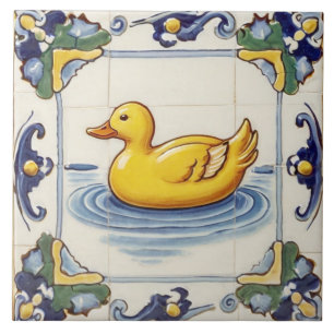 Gult Anka Blue Grönt Decorative Gräns Bathroom Kakelplatta