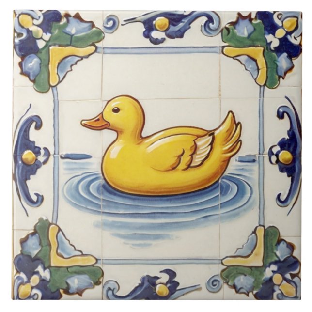 Gult Anka Blue Grönt Decorative Gräns Bathroom Kakelplatta (Framsidan)