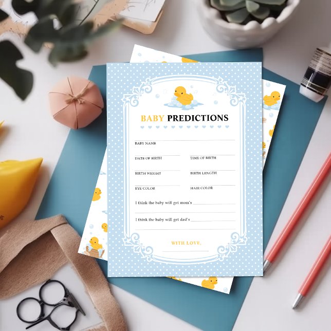 Gult Anka Bubble Bath Baby Predications Game Card Rådkort (Skapare uppladdad)