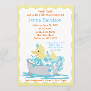 Gult Anka i Tub Baby Shower-inbjudan Inbjudningar