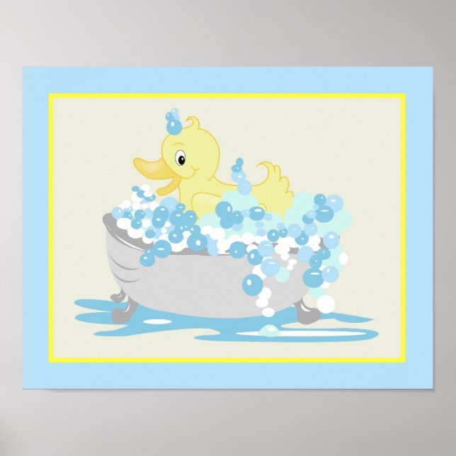 Gult Anka i Tub Bathroom Art Print Poster (Framsidan)