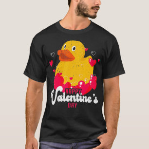 Gult anka Rubber anka hjärtbubblor Valentineser da T Shirt