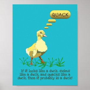 Gult Anka Say Quack Illustration Poster