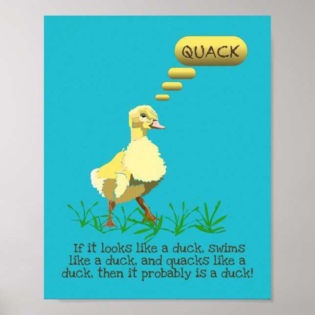 Gult Anka Say Quack Illustration Poster (Framsidan)