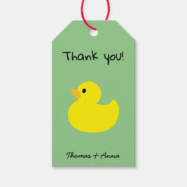 Gult Anka Tack, Grönt (Sage) Färg Presentetikett (Framsidan)
