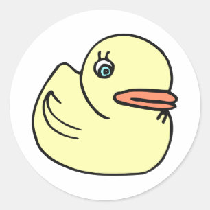 Gult Anka Tecknad Ritad Runt Klistermärke