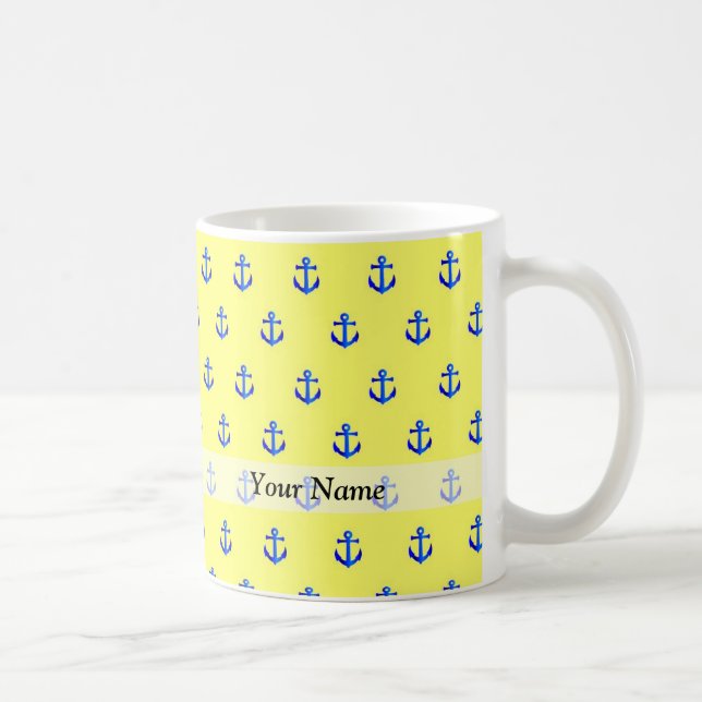 Gult ankare mönster kaffemugg (Höger)